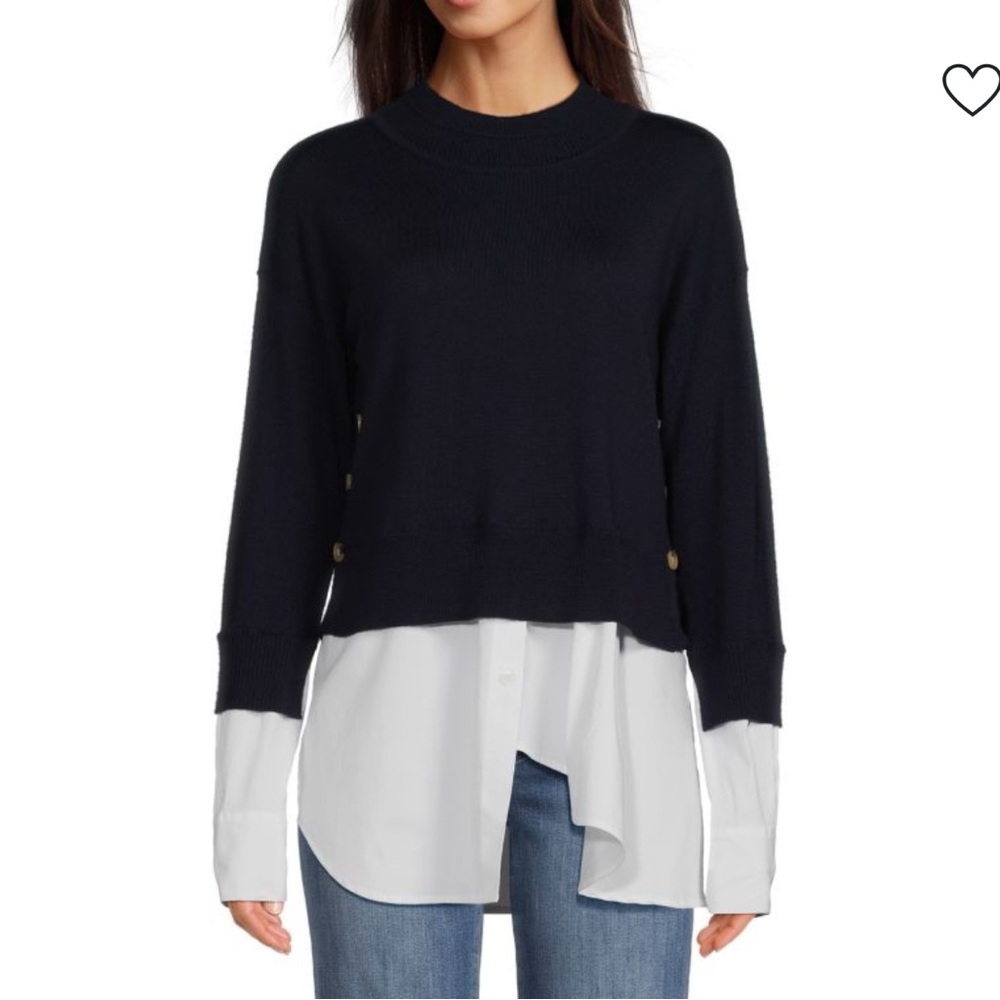 Veronica Beard dark blue and White Mixed Media Sweater - Picture 13 of 13